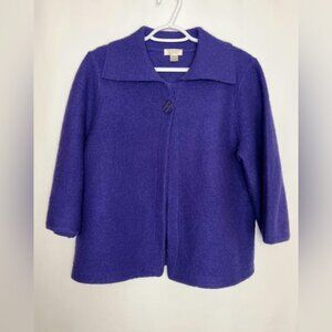 Christopher & Banks 100% WOOL 1 Button Collared Cardigan Sweater LARGE